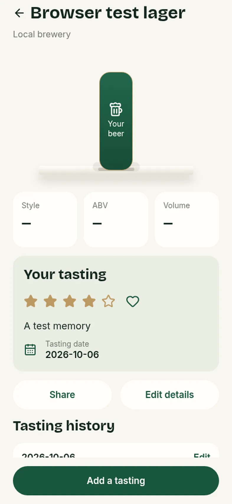 A beer with a four-star rating, a memory and a tasting history
